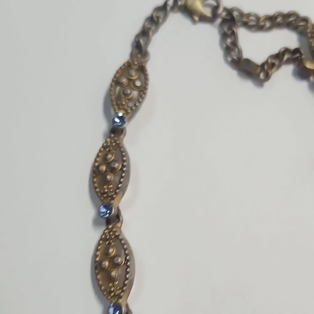 Suzanne Somers Crystal Iridescent Blue Dangle Statement 3D Necklace FOR REPAIR